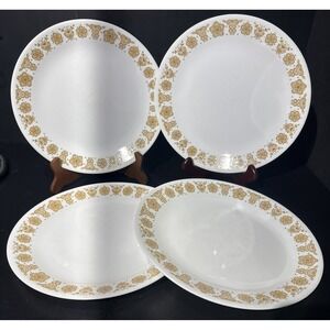 Vintage Corelle Butterfly Gold 10 1/4" Corning Dinner Plates (Set of 4)